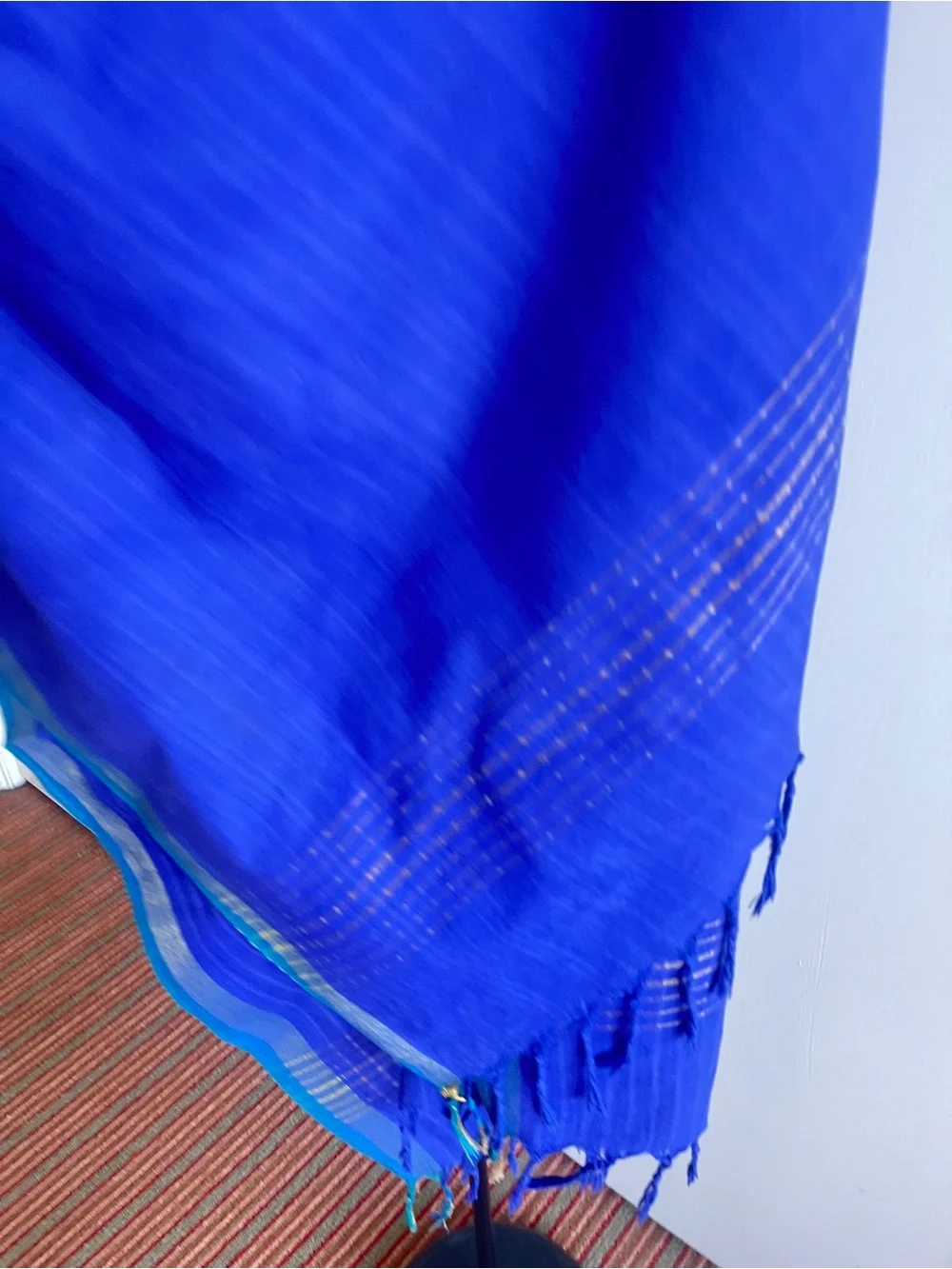 Fabindia style 100% Cotton Dupatta scarf wrap Purple Teal Green Border Gold Zari